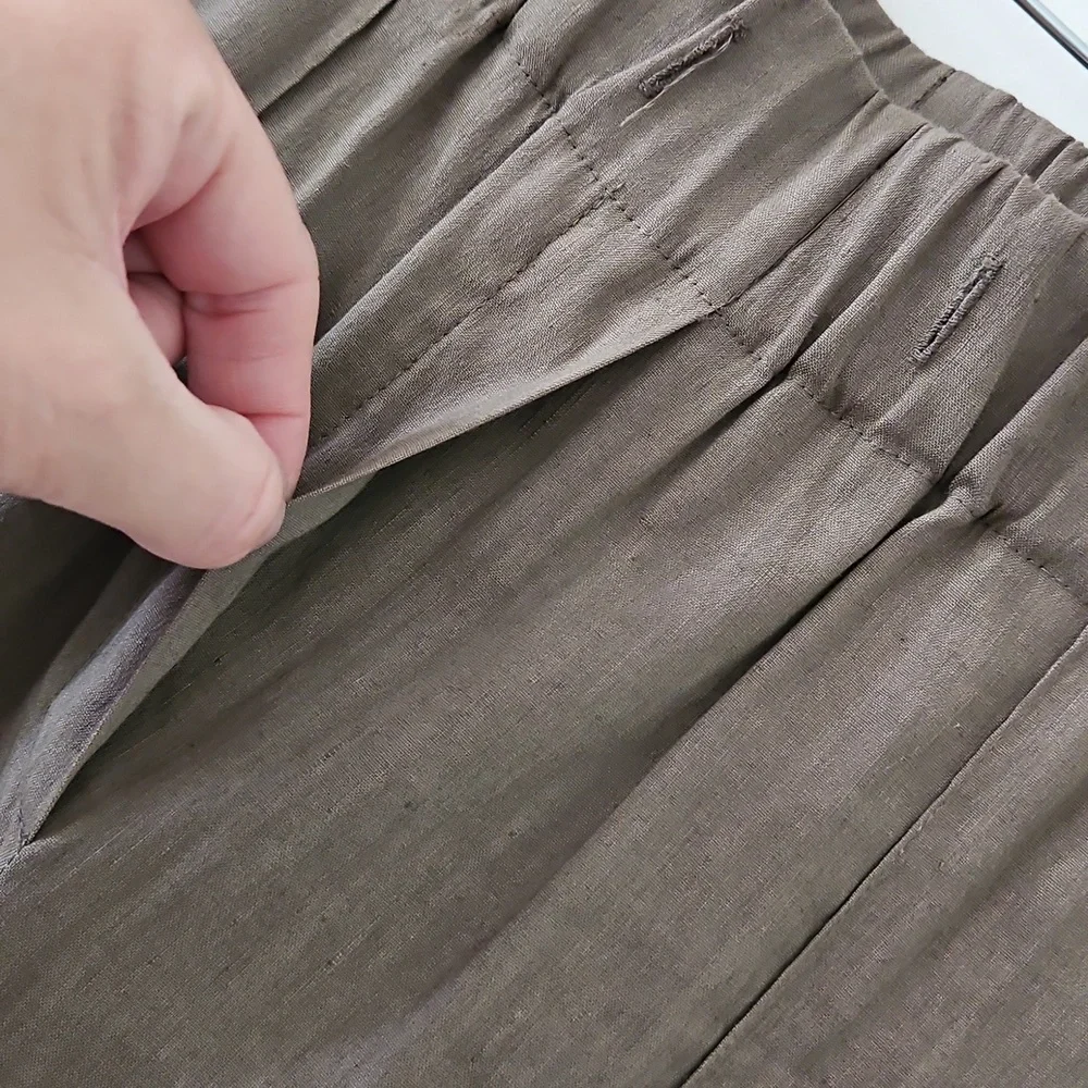 Babaton Cropped Linen-blend Pants In Morel Size‎ Small